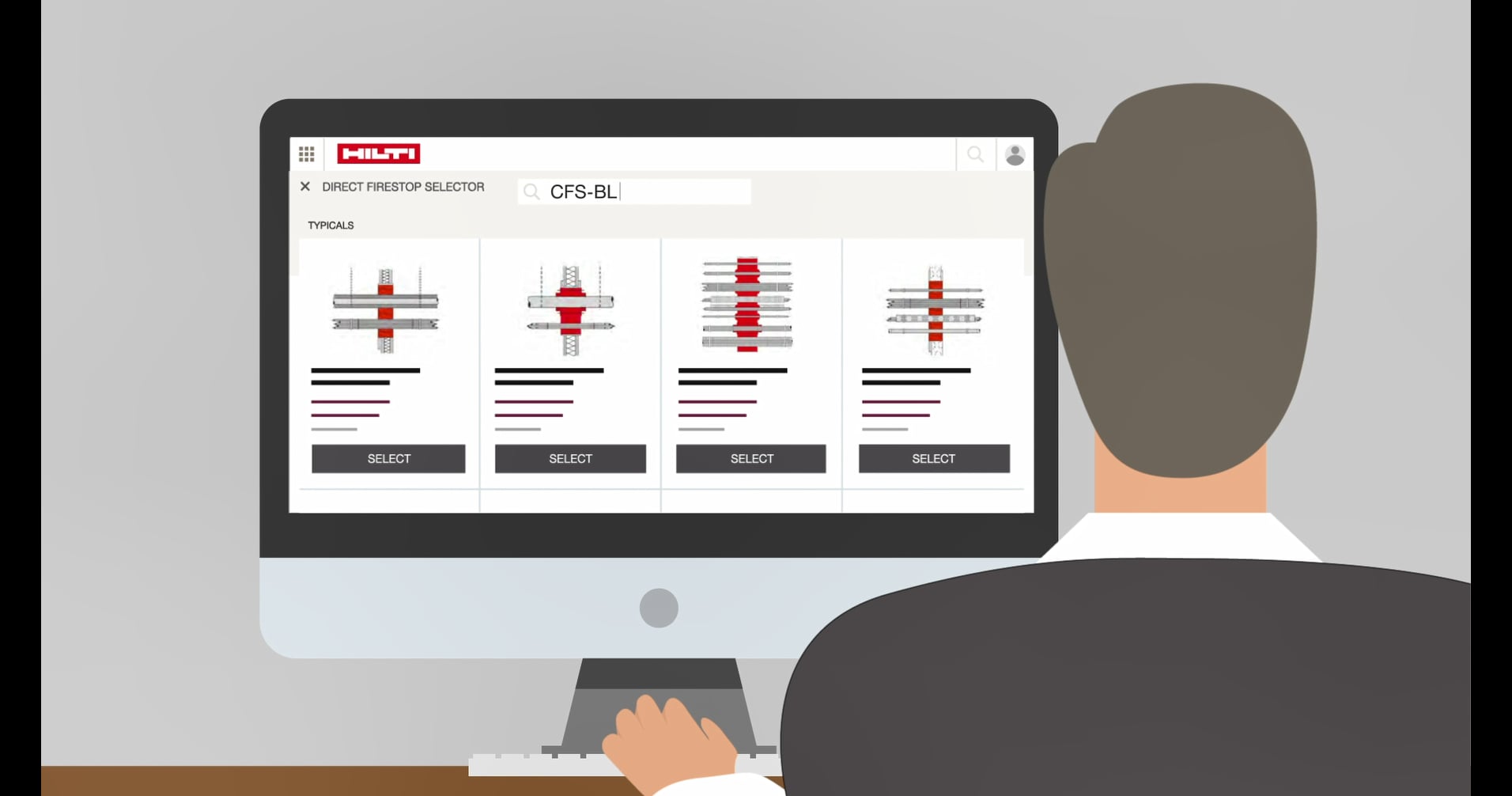 Person som konstruerar med brandskyddsprogram