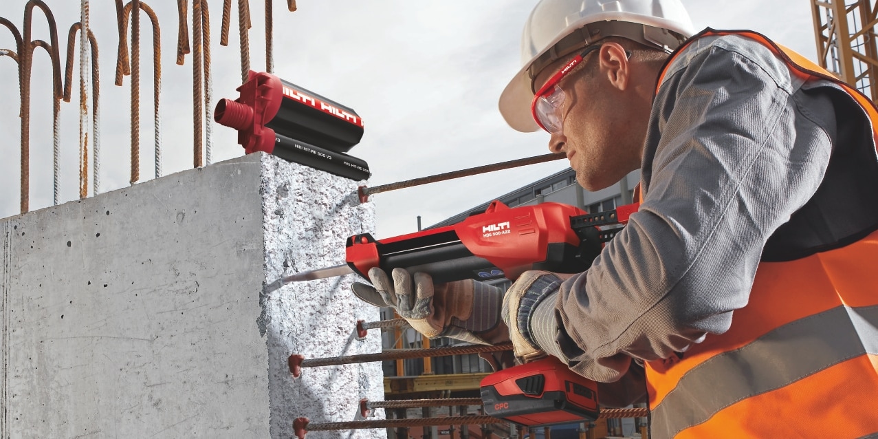 Rebar application with HIT-RE 500 V3
