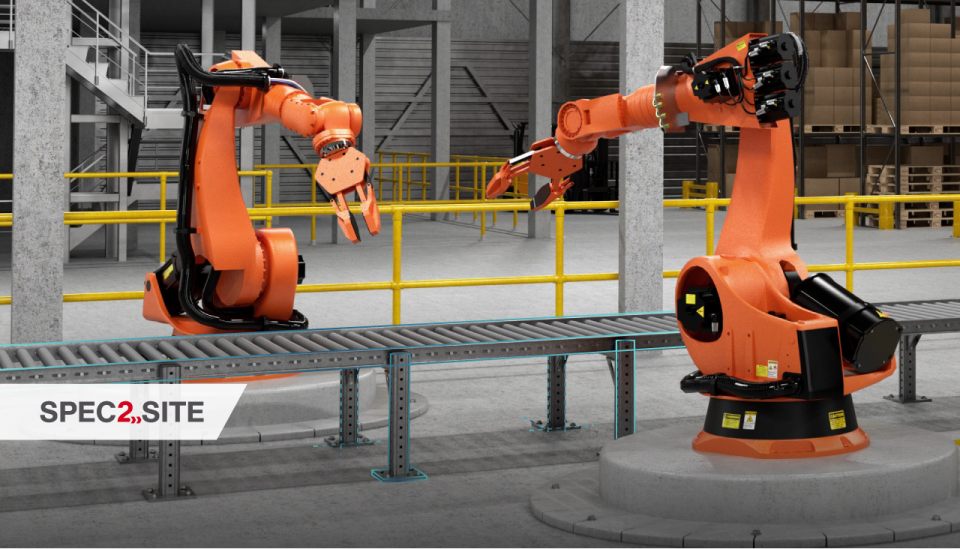 A large, yellow industrial robot in a manufacturing facility