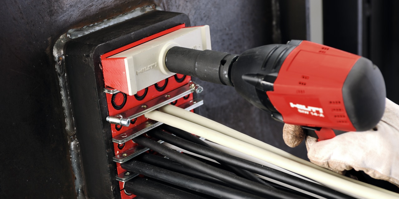 Billede af en Hilti brandsikringsløsning af kabelføringer