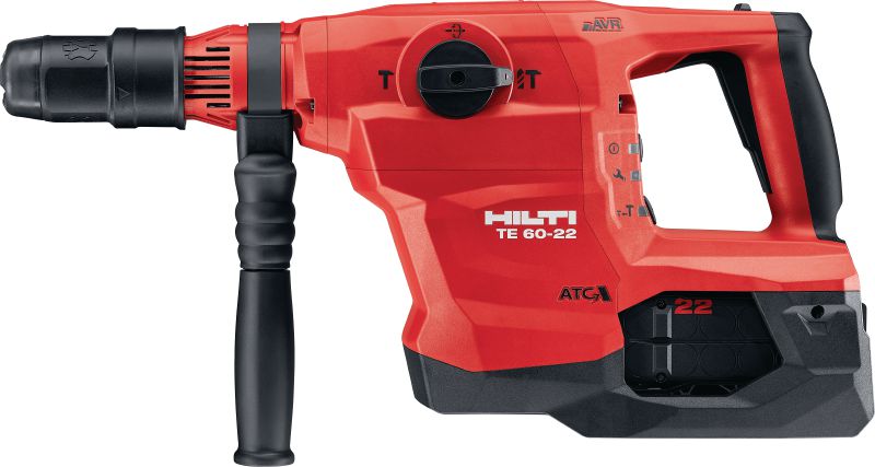 TE 60-22 batteridrevet borehammer TE 60-22 batteridrevet SDS Max (TE-Y) borehammer med Aktiv vibrationsreduktion og Aktiv momentstyring til robust boring og mejsling i beton (Nuron-batteriplatform)