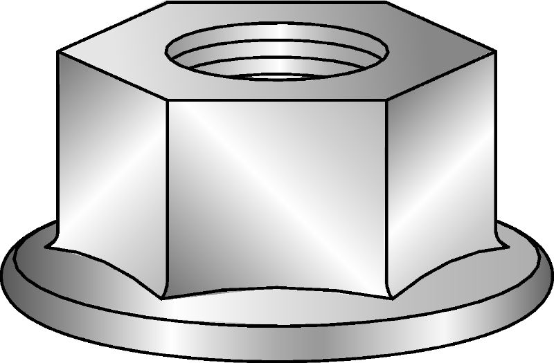 Elforzinket sekskantet møtrik med flange Elforzinket sekskantet møtrik med flang iht. DIN 6923 8