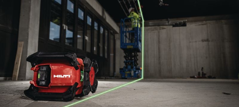 PR 40G-22 Indendørs rotationslaser med grøn laserstråle Robust indendørs rotationslaser med meget synligt grønt lys og automatiske funktioner til nivellering, opmåling, hældning og kvadrering (Nuron-platform) Arbejdsopgaver 1
