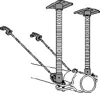 MFP 3-F Fikspunkt Varmgalvaniseret (HDG) sæt til fikspunkt med afstivning giver maksimal ydelse ved opgaver op til 20 kN aksial rørbelastning