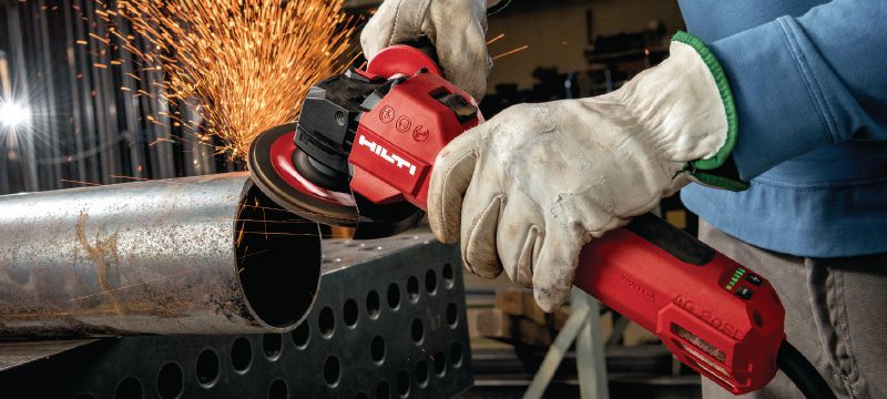AG 125-20SE Vinkelsliber 2000 W vinkelsliber med variabel hastighed og glideknap, til skæring og slibning i metal, beton og murværk med skiver op til 125 mm Arbejdsopgaver 1