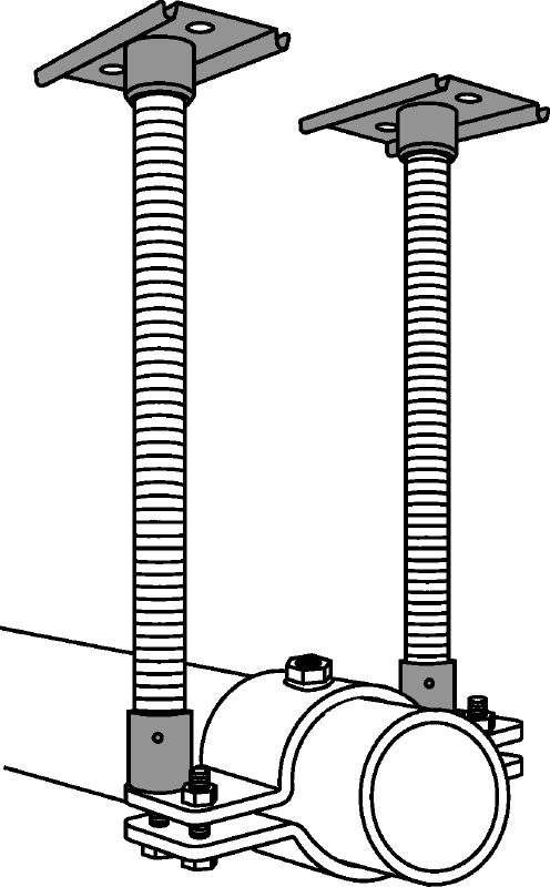 MFP 3a-F Fikspunkt Varmgalvaniseret (HDG) sæt til fikspunkt giver maksimal fleksibilitet ved opgaver op til 6 kN aksial rørbelastning