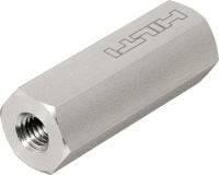 S-BT kobling (rustfrit stål) Koblingsmøtrik i rustfrit stål til fastgørelse af MEP-installationer til stål vha. S-BT eller X-BT-bolte