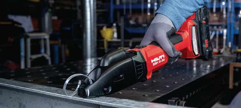 SSH 6-22 Batteridrevet metalsaks Batteridrevet dobbeltskæresaks til hurtig skæring i metalplader og profiler op til 2,5 mm│12 Gauge - med Hilti SSH CS-klinger inkluderet (Nuron-batteriplatform) Arbejdsopgaver 1