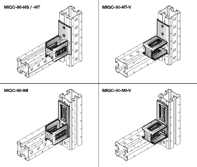 MIQC-H Varmgalvaniserede (HDG) robuste forbindere til fastgørelse af to MIQ-bjælker