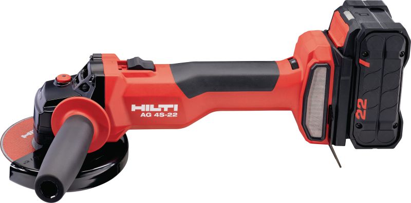 AG 4S-22 Batteridrevet vinkelsliber (125 mm) Kulfri vinkelsliber med justerbar hastighed til daglig skæring og slibning med skiver op til 125 mm (Nuron-batteriplatform)