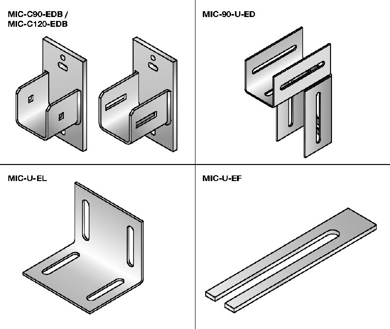 MIC forbinder Varmgalvaniseret (HDG) forbinder til fleksibel montage af horisontale tværbjælker i elevatorskakte