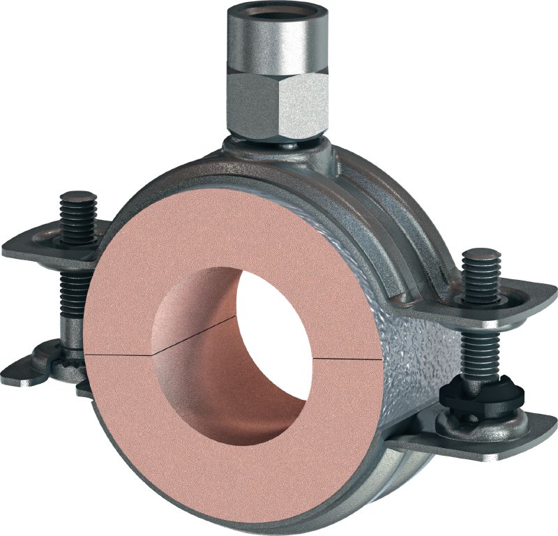 MI-CF LS Rørbøjle M10/M12 (30 mm) Standard elforzinket rørbøjle med belastningsdeling til køleopgaver med 30 mm isolering (M10/M12).Med bøjlen kan kravene til varmerør i DS 452, 3. udgave, ”Termisk isolering af tekniske installationer overholdes.