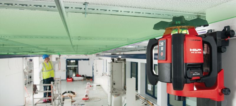 PR 30-HVSG 12A indendørs rotationslaser med vaterpas Indendørs rotationslaser med grønt laserlys til langtrækkende indvendig færdiggørelse Arbejdsopgaver 1