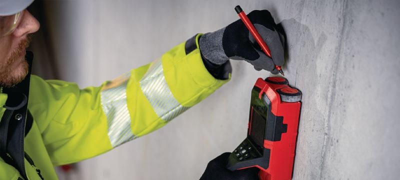 PS 85 vægscanner Brugervenlig vægscanner til lokalisering af kritiske objekter som skal undgås i forbindelsen med boring eller skæring i væg Arbejdsopgaver 1
