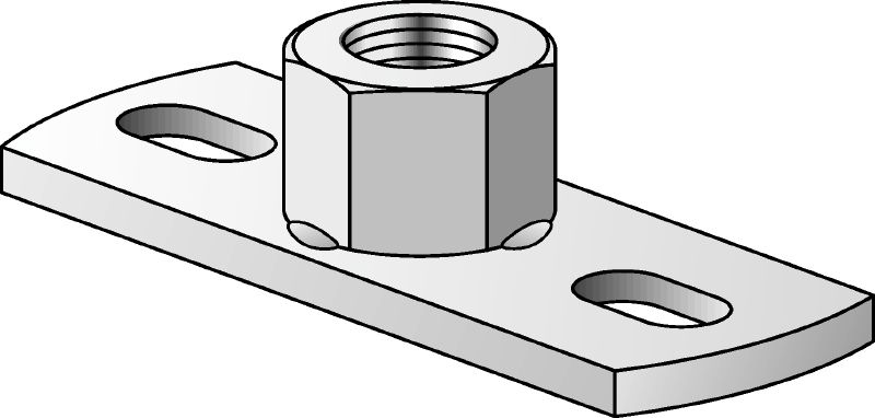 MGS 2-R Standplade, medium, i rustfrit stål (A4) til fastgørelse af metriske gevindstænger med to ankerpunkter