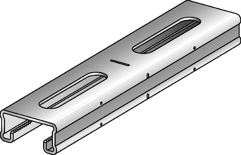 MQ-21-F Montageskinne Varmgalvaniseret (HDG) 21 mm høj MQ-afstiverskinne til lette opgaver