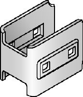 MIQC-SC Forbinder Varmgalvaniseret forbinder (HDG) til brug sammen med MIQ-standplader, der giver mulighed for fri positionering af bjælken