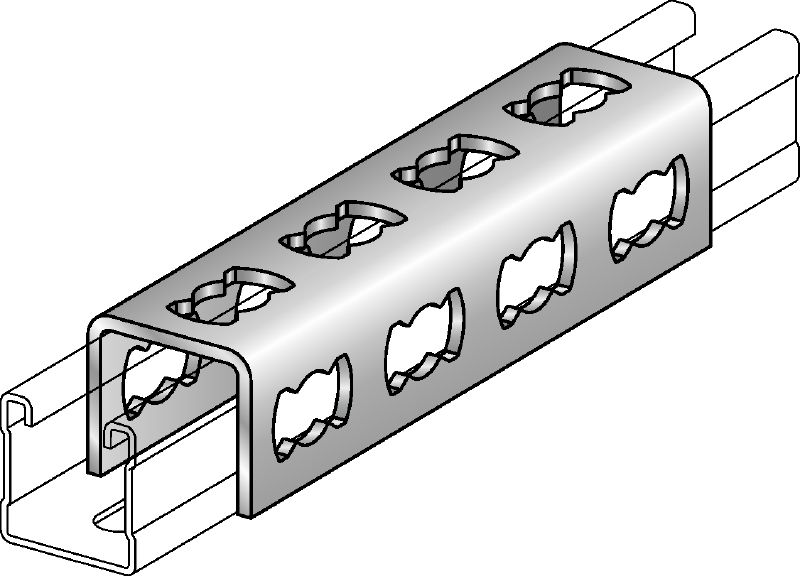MQV-F-gaffelbolt til splejsning Varmgalvaniseret montagebolt, der bruges som forlænger på langs af MQ-stiverskinner