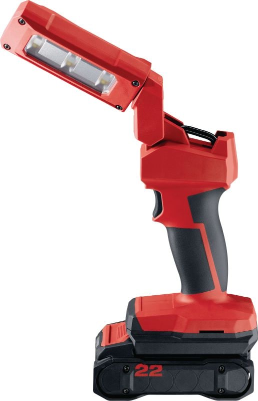SL 2-22 Arbejdslampe Batteridrevet LED SL 2-22 arbejdslampe med batterikapacitet til hele dagen, rotationshoved og stor krog til belysning af arbejdsområdet (Nuron-batteriplatform)