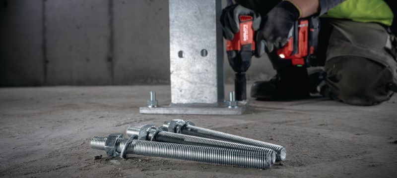 HAS 8,8 HDG gevindstang Forskåret gevindstang til injicerbare hybrid/epoxyankre i beton og murværk Arbejdsopgaver 1
