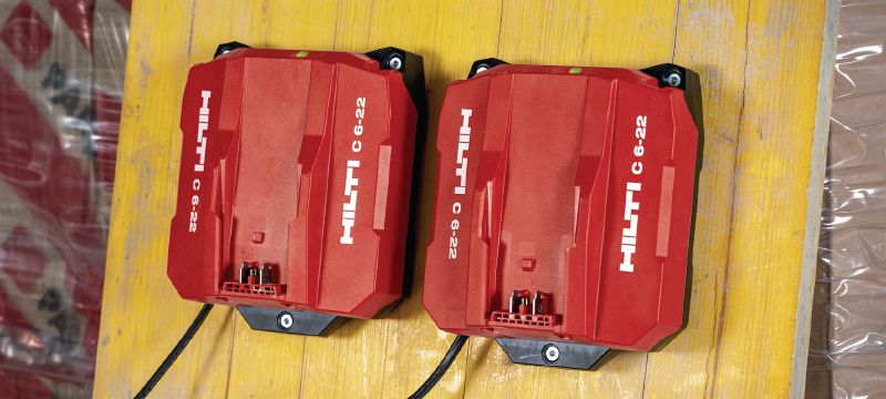 C 6-22 Nuron hurtig oplader C 6-22 Hurtig oplader til alle Hilti Nuron-batterier Arbejdsopgaver 1