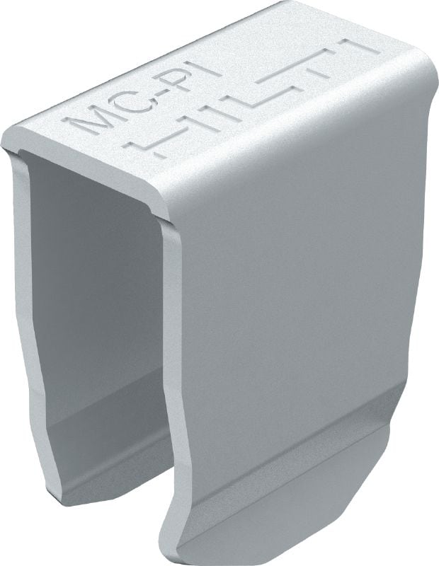 MC-PI Galvaniseret kanalstivningsindsats til brug, hvor gevindkomponenter/bolte monteres gennem siderne på MC-3D montageskinne indendørs