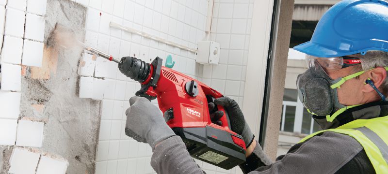 TE 30-A36 batteri-borehammer TE 30-A36 effektfuld SDS Plus (TE-C) batteri-borehammer til kraftig boring i beton og korrigerende mejsling Arbejdsopgaver 1