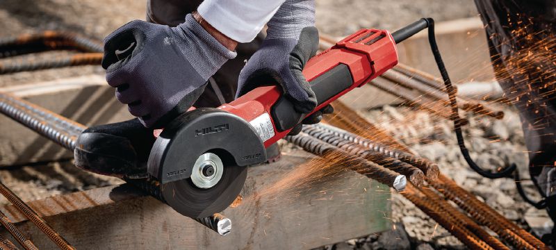 AG 125-20D Vinkelsliber 2000 W vinkelsliber med dødmandsknap til skæring og slibning i metal, beton og murværk med skiver op til 125 mm Arbejdsopgaver 1