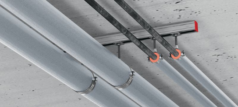 MI-CF Rørbøjle M10/M12 (50 mm) Standard galvaniseret rørbøjle uden belastningsdeling til køleopgaver med 50 mm isolering (M10/M12).Med bøjlen kan kravene til varmerør i DS 452, 3. udgave, ”Termisk isolering af tekniske installationer overholdes. Arbejdsopgaver 1