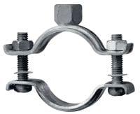 MP-M-F Rørbøjle robust Standard varmgalvaniseret (HDG) rørklemme uden lydindlæg til tunge røropgaver (metrisk)