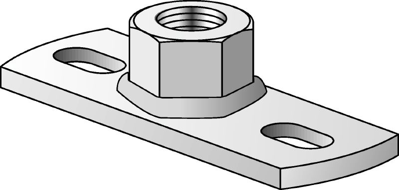 MGM 2-F Endeplade til fikspunkt Premium varmgalvaniseret (HDG) standplade med 2 huller til lette fikspunktopgaver (metrisk)