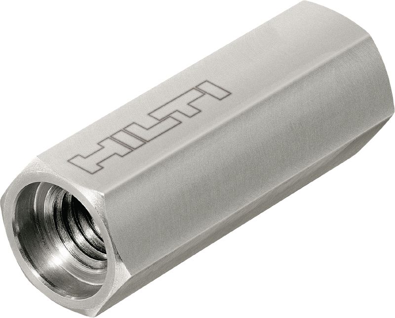 S-BT kobling (rustfrit stål) Koblingsmøtrik i rustfrit stål til fastgørelse af MEP-installationer til stål vha. S-BT eller X-BT-bolte