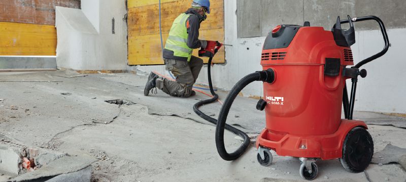 VC 60M-X Støvsuger i M-klassen Meget kraftig støvudtrækker til tilslutning til el-værktøj og rengøring på byggepladsen (våd og tør), 60 l tank Arbejdsopgaver 1