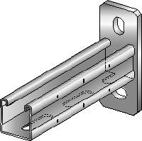 MQK-41-F konsol Varmgalvaniseret (HDG) konsol med 41 mm høj, enkelt MQ-stiverskinne til mellemtunge opgaver