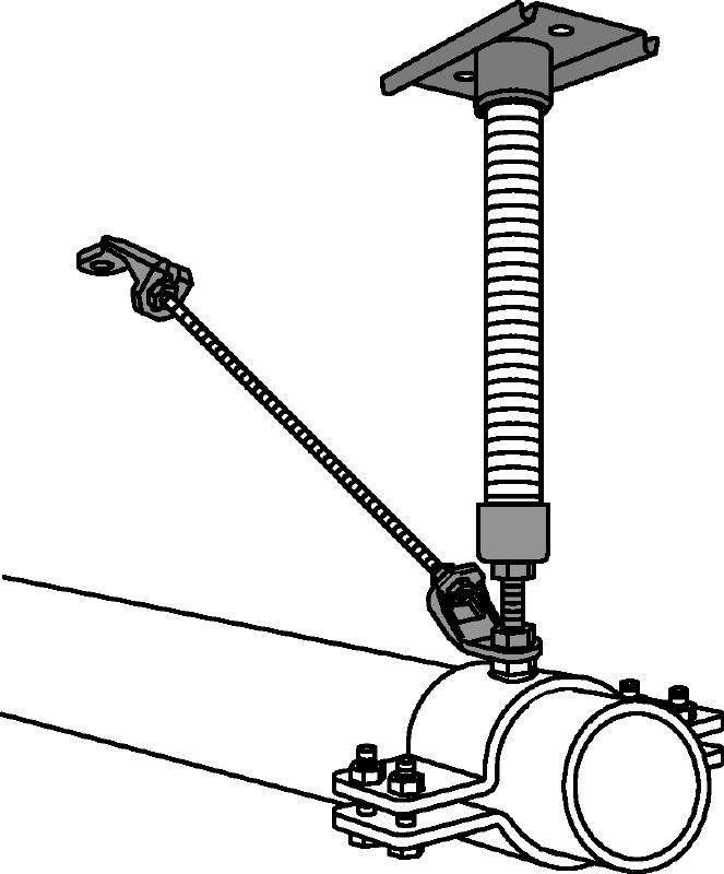 MFP 1-F Varmgalvaniseret (HDG) sæt til fikspunkt med afstivning giver maksimal fleksibilitet ved opgaver op til 3 kN aksial rørbelastning