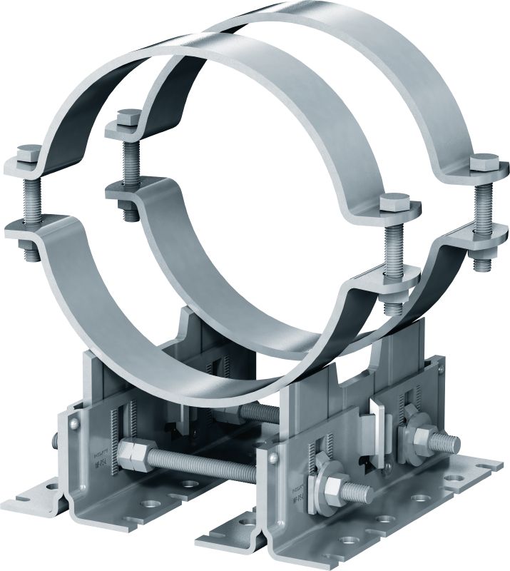 MP-PS 4-2 Rørsko Justerbare firdobbelte rørsko med udvendig belægning til fastgørelse af rørdiameter på 217-610 mm (8 til 24) til forskellige grundmaterialer i moderat korrosive miljøer