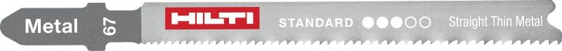 Stiksavsklinger til tyndt metal Stiksavsklinger til skæring af metalplade og profiler med en tykkelse på 1 – 3 mm (1/16 – 1/8)